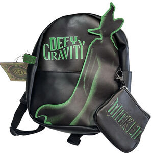 Wicked Movie Black Mini Backpack & Coin Purse Glinda Glam Green Black NEW